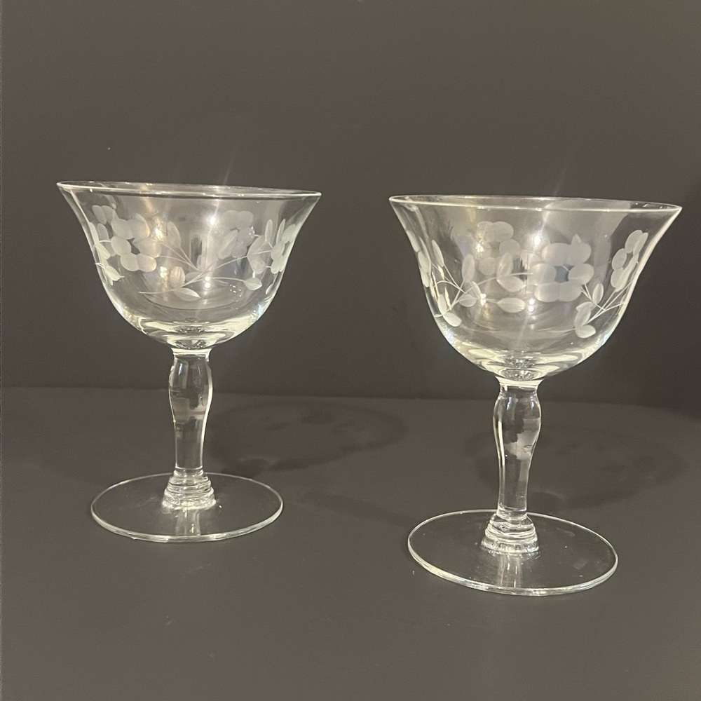 Art Deco - Etched Crystal - Italy - Cordial Glass Set #2